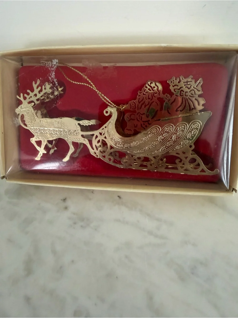 VTG Brass Christmas Ornaments lot of 5